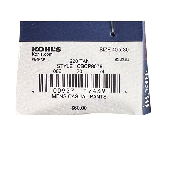 Croft & Barrow Mens 40x30 Classic Corduroy Flat Front Pants Cotton Tan  Retro - Picture 4 of 16